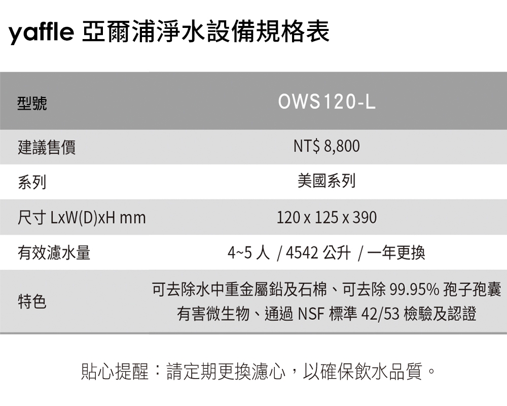 Yaffle亞爾浦 OWS120-L - 詳情3