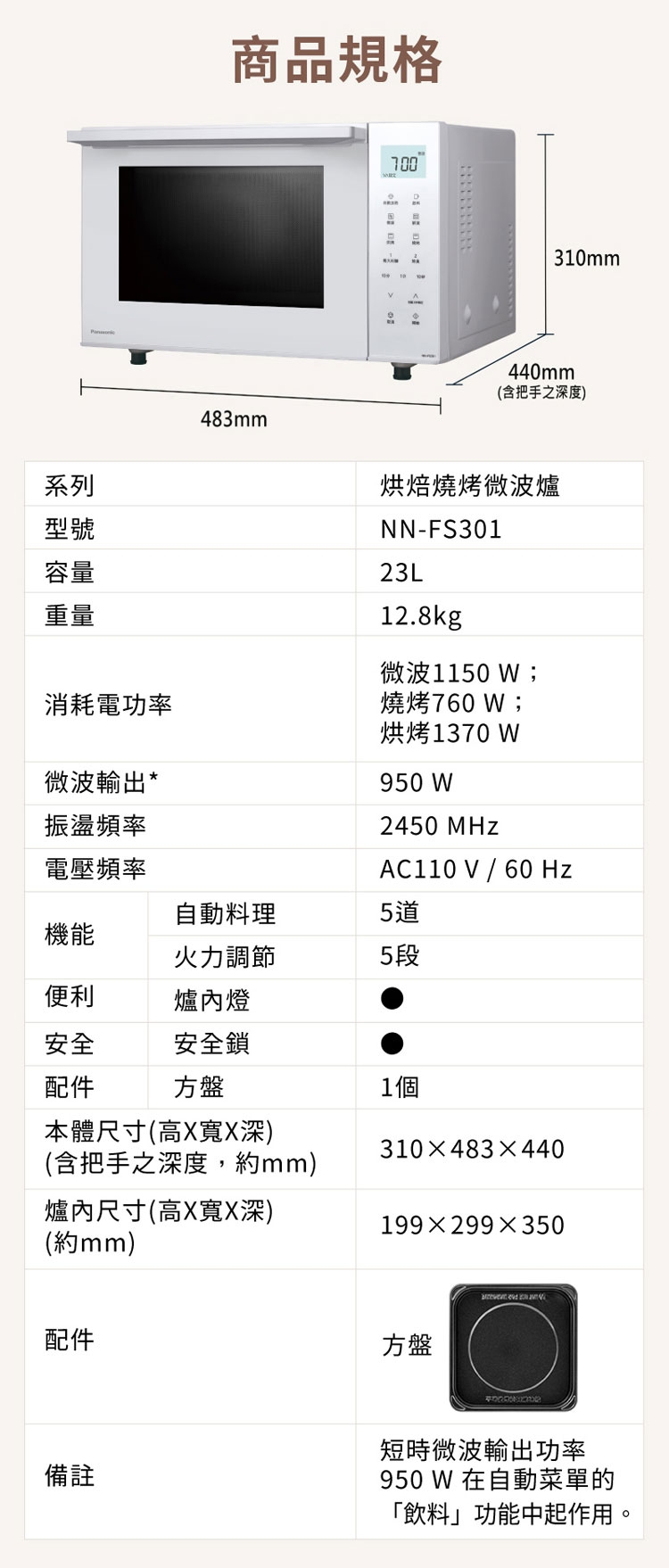 Panasonic國際牌 NN-FS301 - 詳情1