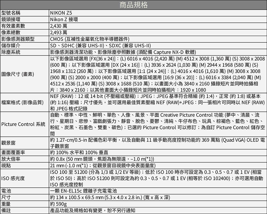 Nikon尼康 Z5 - 詳情3