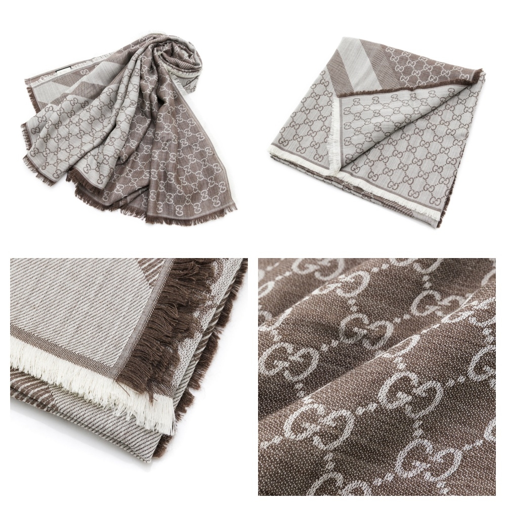 GUCCI 古馳】滿版印花雙面色流蘇披巾/圍巾(多色選) GUCCI Yahoo