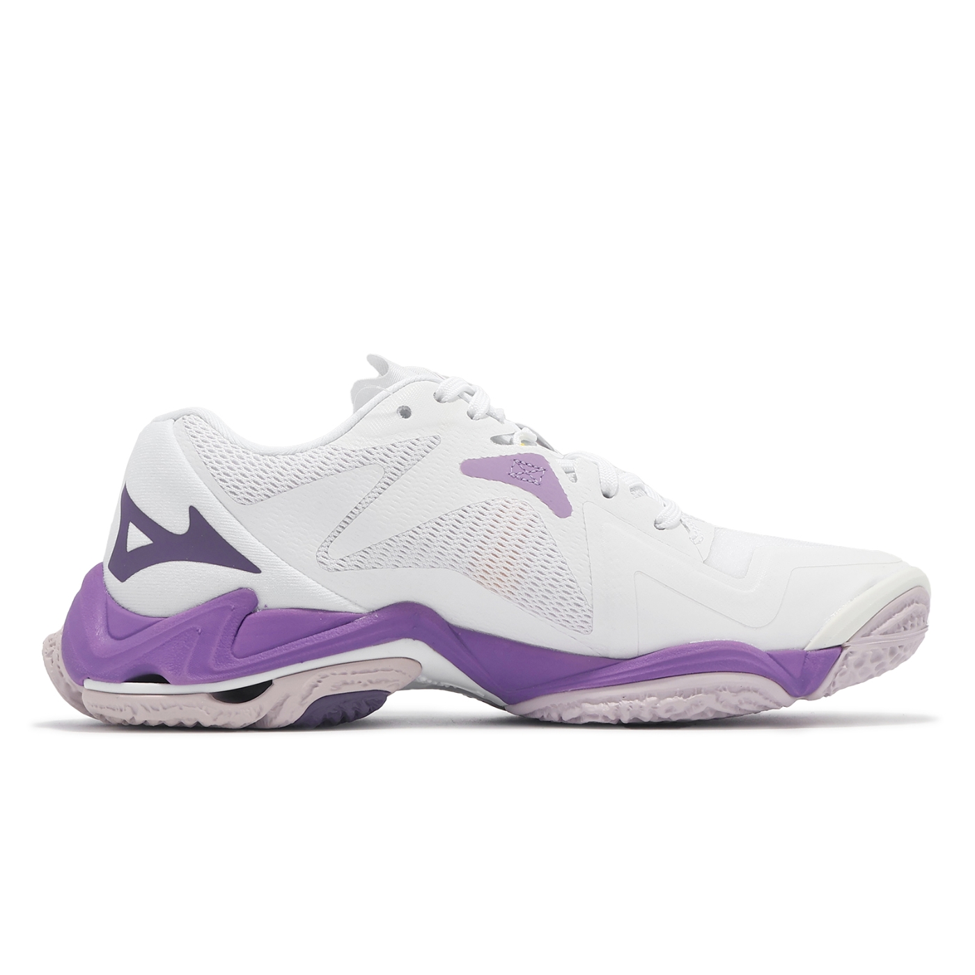 Mizuno 排球鞋Wave Lightning Z8 女鞋白紫輕量止滑室內運動羽排
