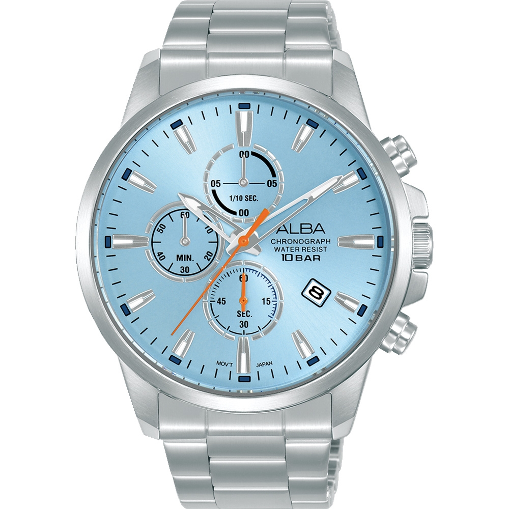 ALBA 雅柏冰藍三眼計時手錶送禮首選-43mm(AM3913X1/VD57-X209B) | ALBA