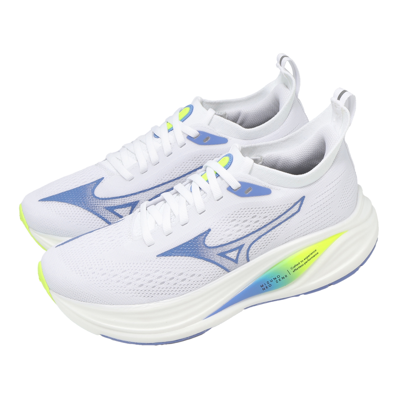 Mizuno 美津濃慢跑鞋Neo Zen 2 女鞋白藍針織鞋面襪套式緩衝運動鞋