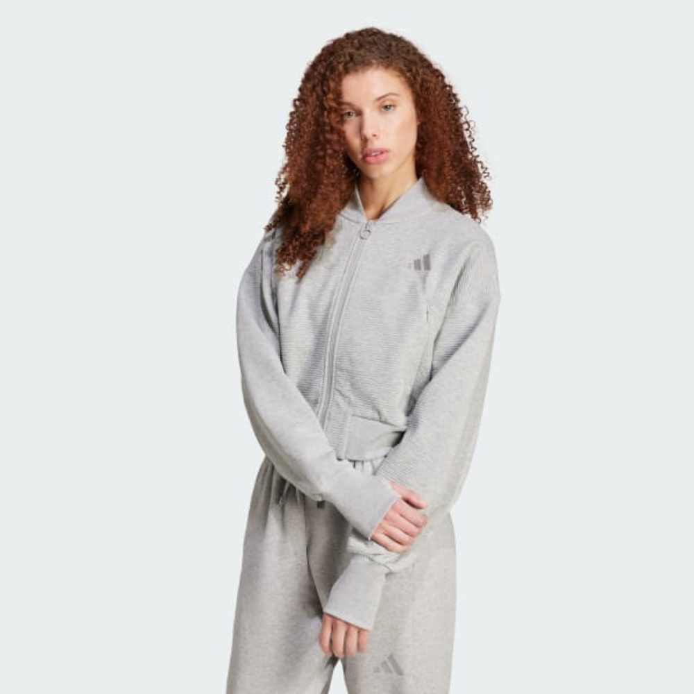 adidas 愛迪達外套女運動外套落肩寬鬆W ALL SZN L JKT 灰IY6833