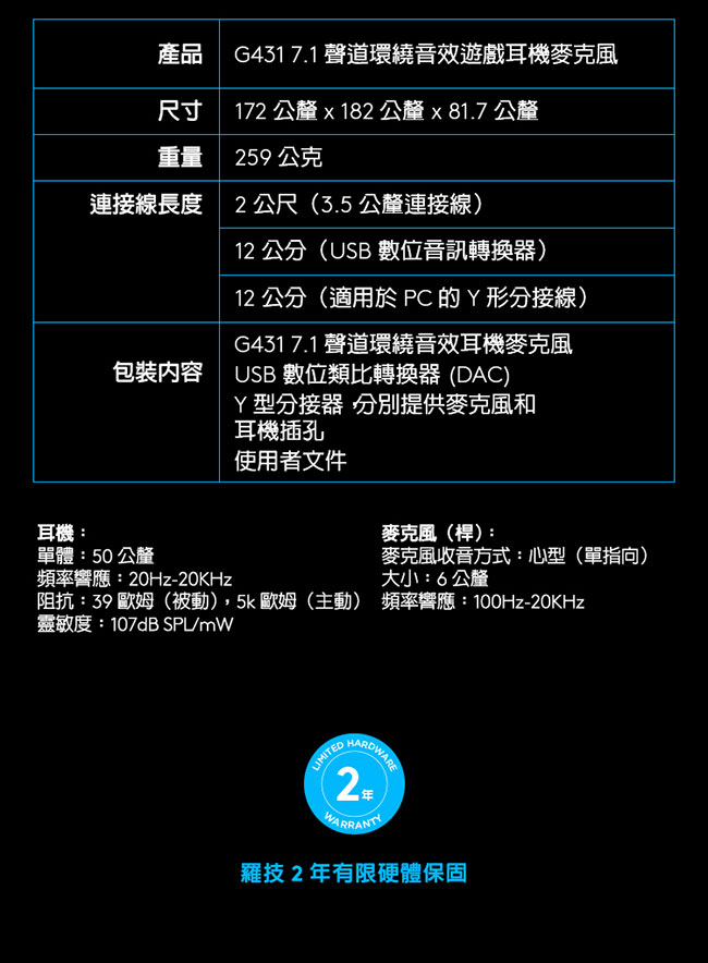 Logitech羅技 G431 - 詳情4