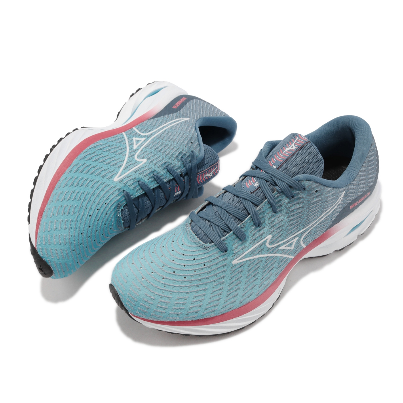 Mizuno 慢跑鞋Wave Rider 26 SSW 男鞋藍灰超寬楦避震ENERZY中底