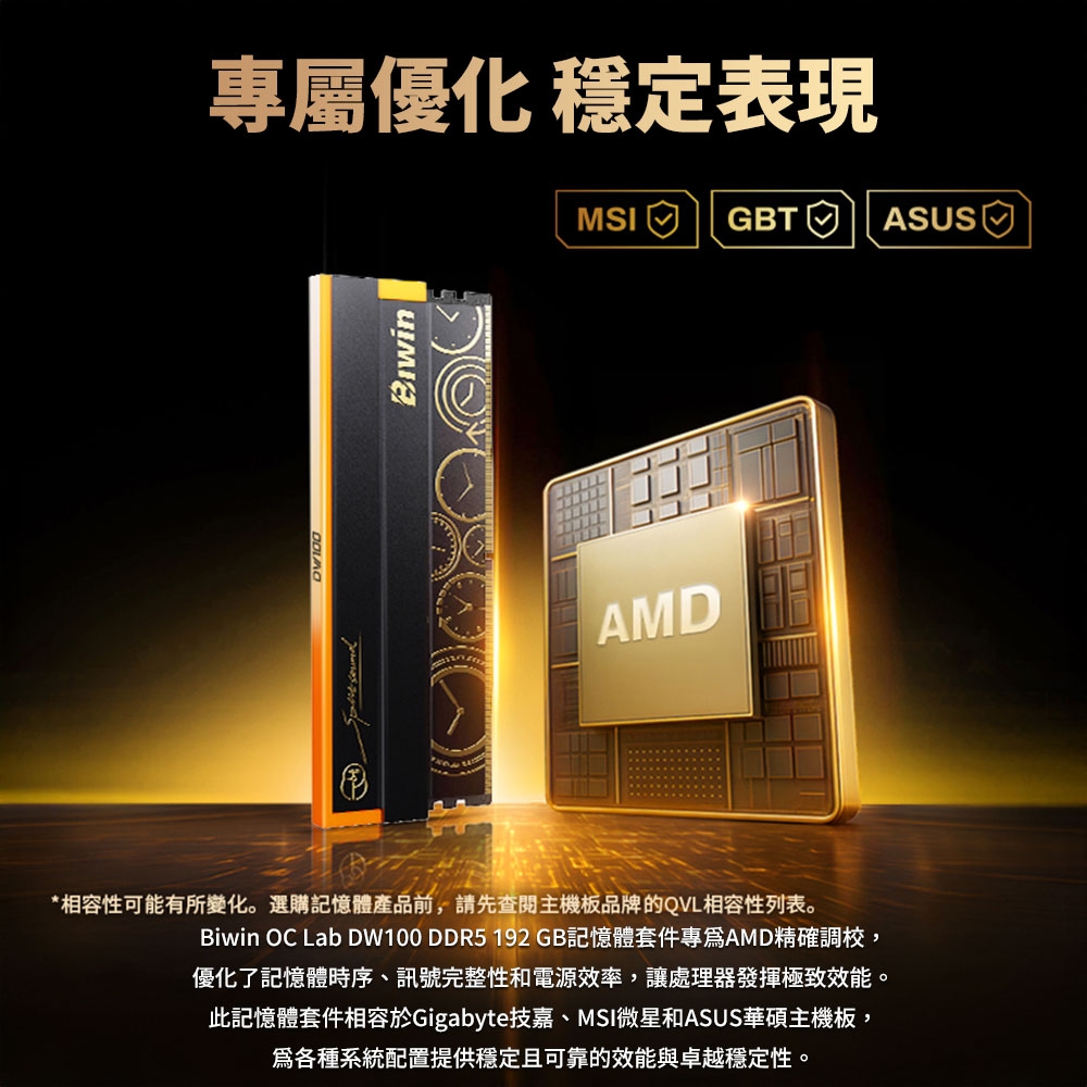 佰維Biwin Black Opal DW100 OC Lab RGB 192GB(四通48GB*4) DDR5 6000