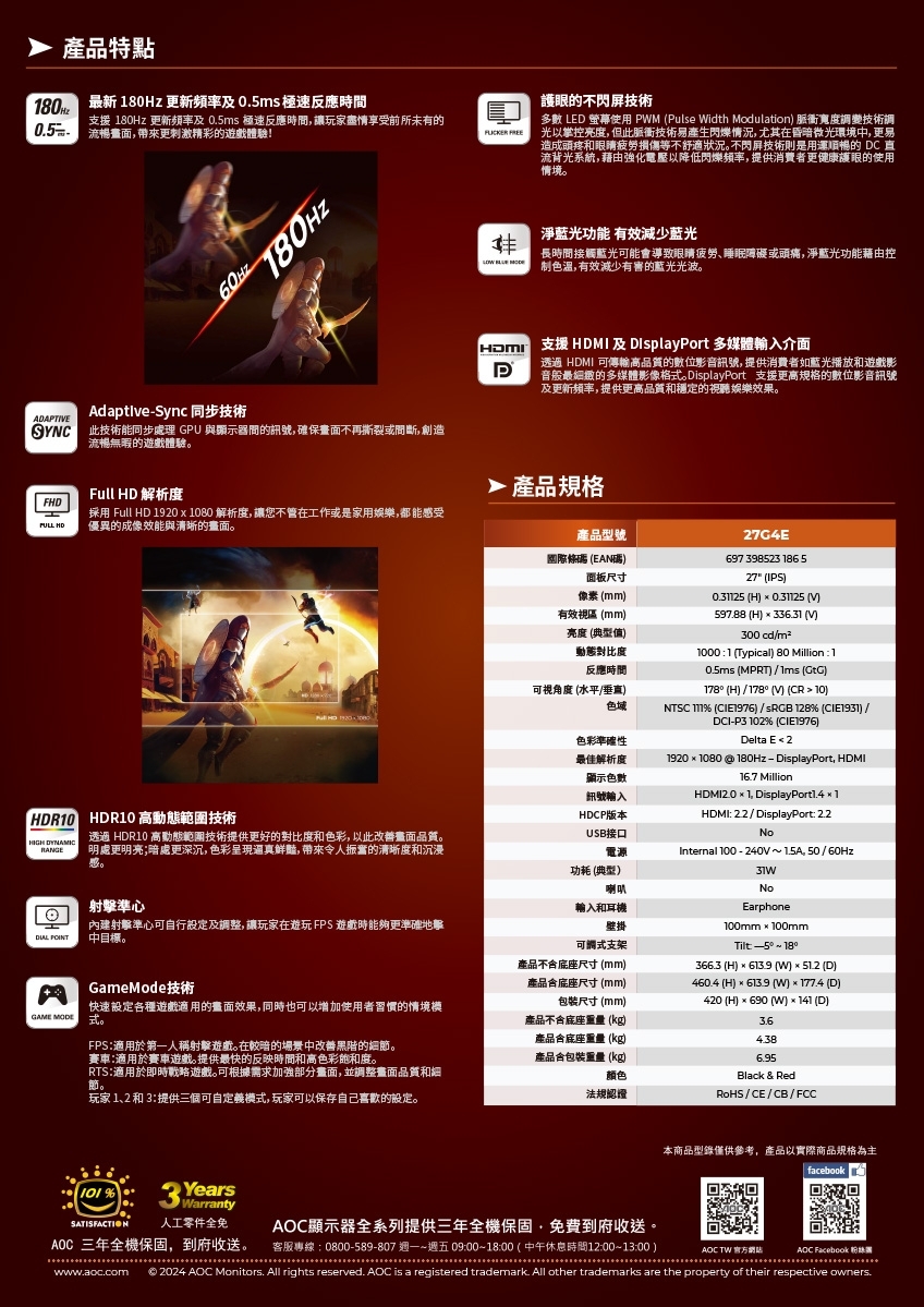 AOC 27G4E - 詳情1