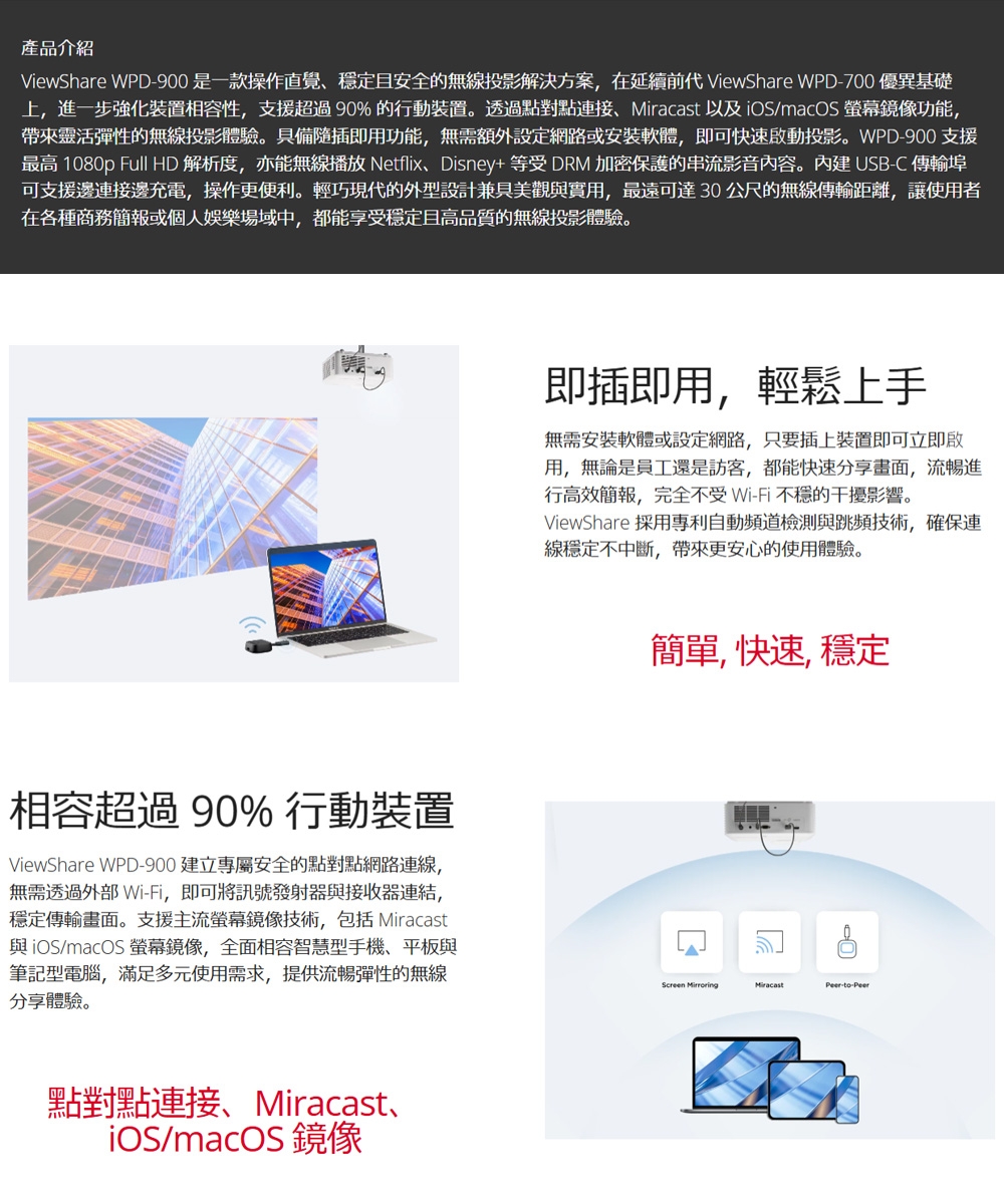 ViewSonic優派 WPD-900 - 詳情3