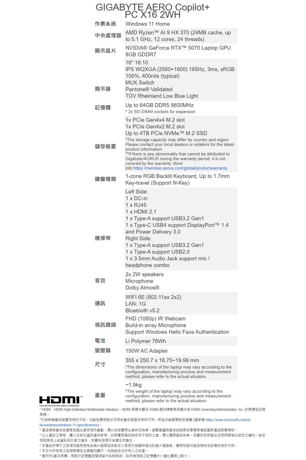 GIGABYTE技嘉科技 2WHA3TWC64DH - 詳情3