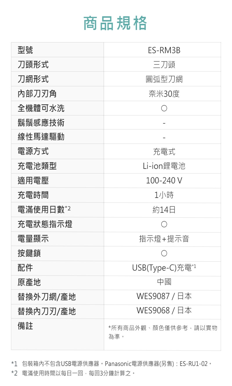 Panasonic國際牌 ES-RM3B - 詳情2