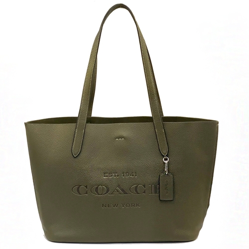 COACH 大LOGO軟牛皮肩背大托特包(橄欖綠) | COACH | Yahoo購物中心