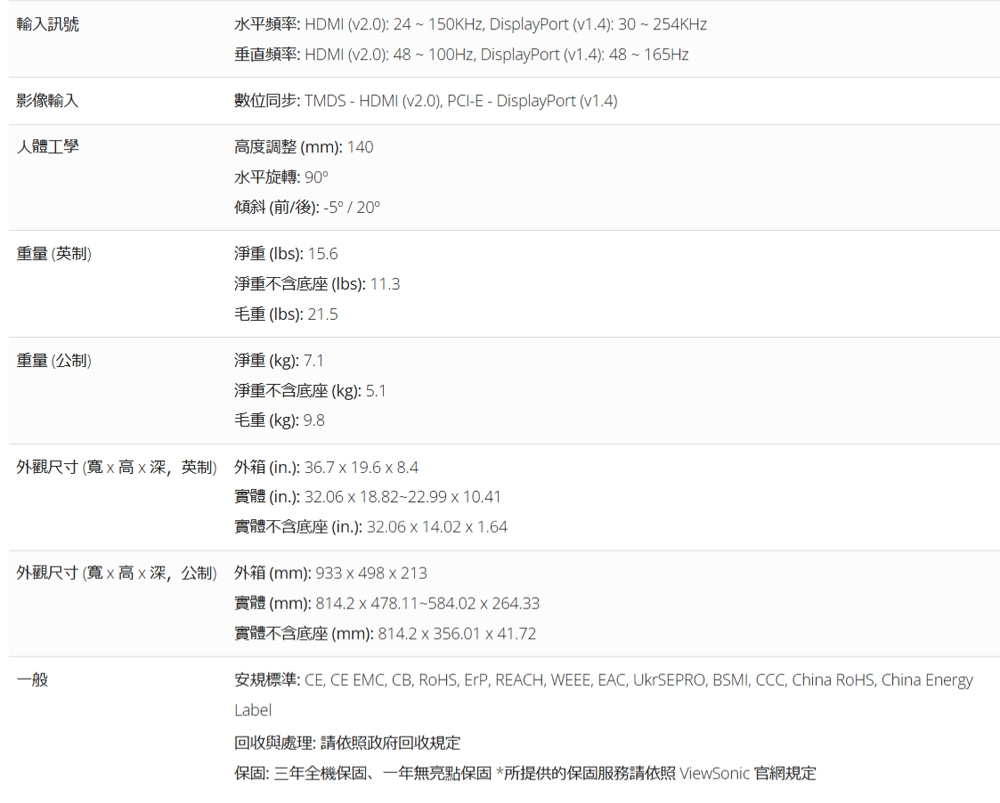 ViewSonic優派 VX3480-2K-PRO - 詳情5