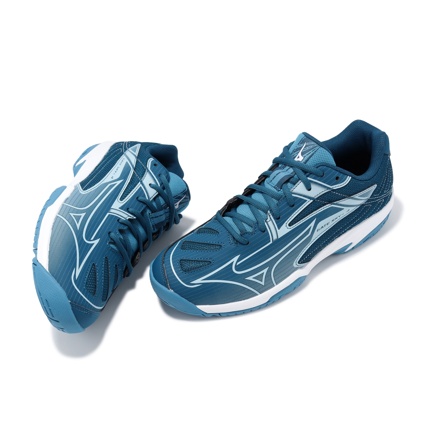 Mizuno 羽球鞋Gate Sky Plus 4 Wide 男鞋女鞋寬楦藍白支撐室內運動