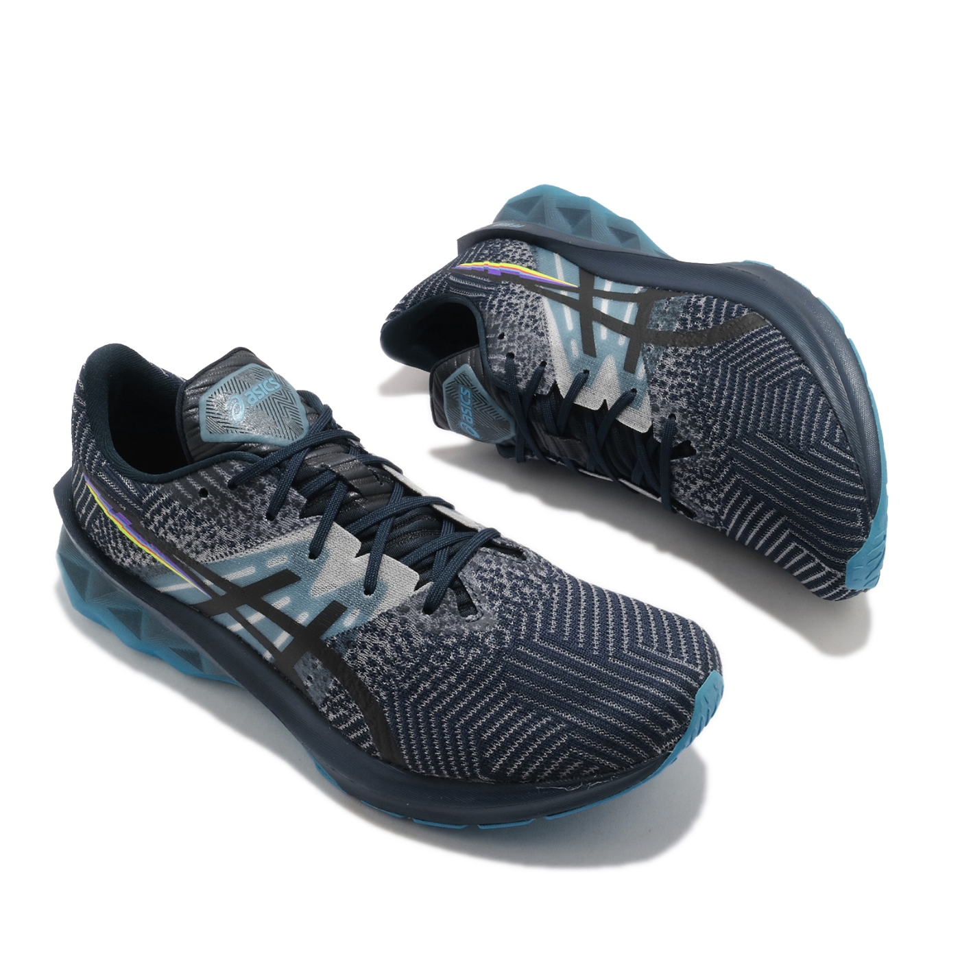 Asics 慢跑鞋Novablast Pixel 男鞋亞瑟士彈力型跑鞋電波虎爪反彈藍