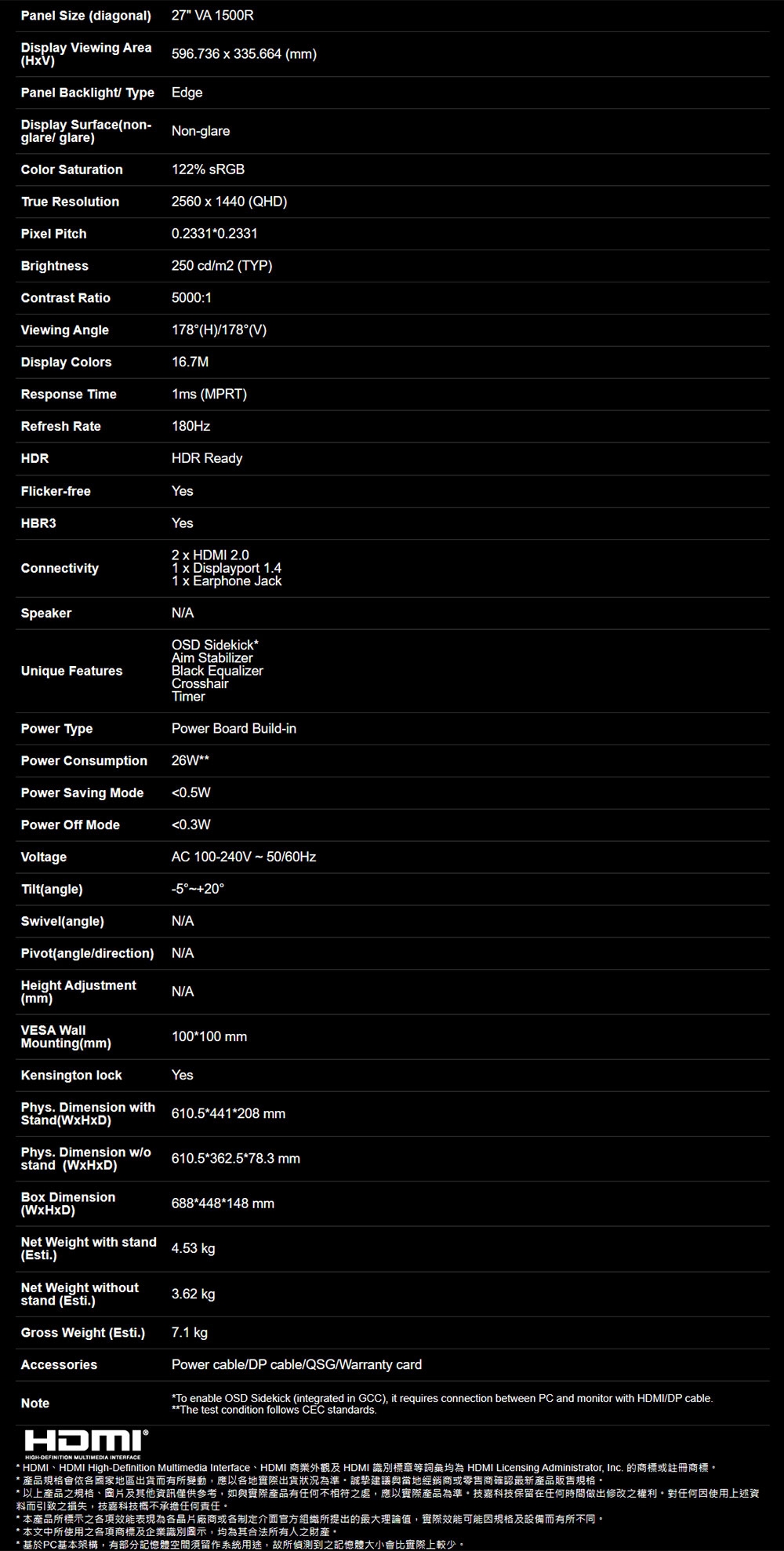 GIGABYTE技嘉科技 GS27QCA - 詳情3