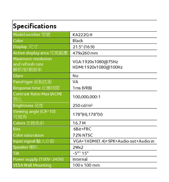 Acer宏碁 KA222Q - 詳情9