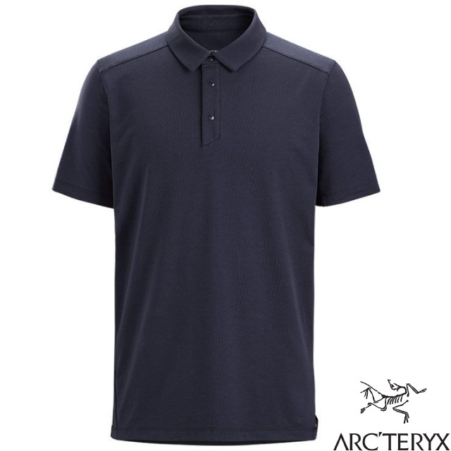 ARCTERYX始祖鳥男Captive Polo 輕量透氣快乾有機棉短袖POLO衫_黑寶石