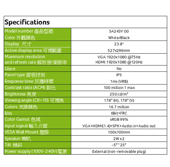 Acer宏碁 SA243Y - 詳情8