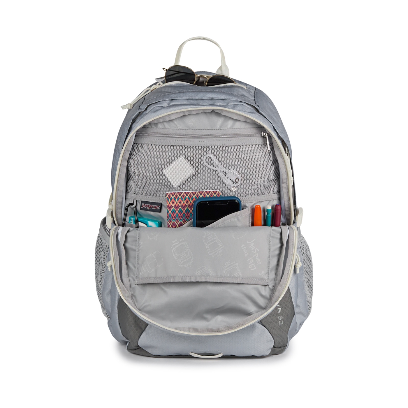 jansport agave backpack forge gray Superbreak Grey T5016XD quick external accessories pocket and a front utility pocket with organizer. Jansport Agave Backpack, Black -
