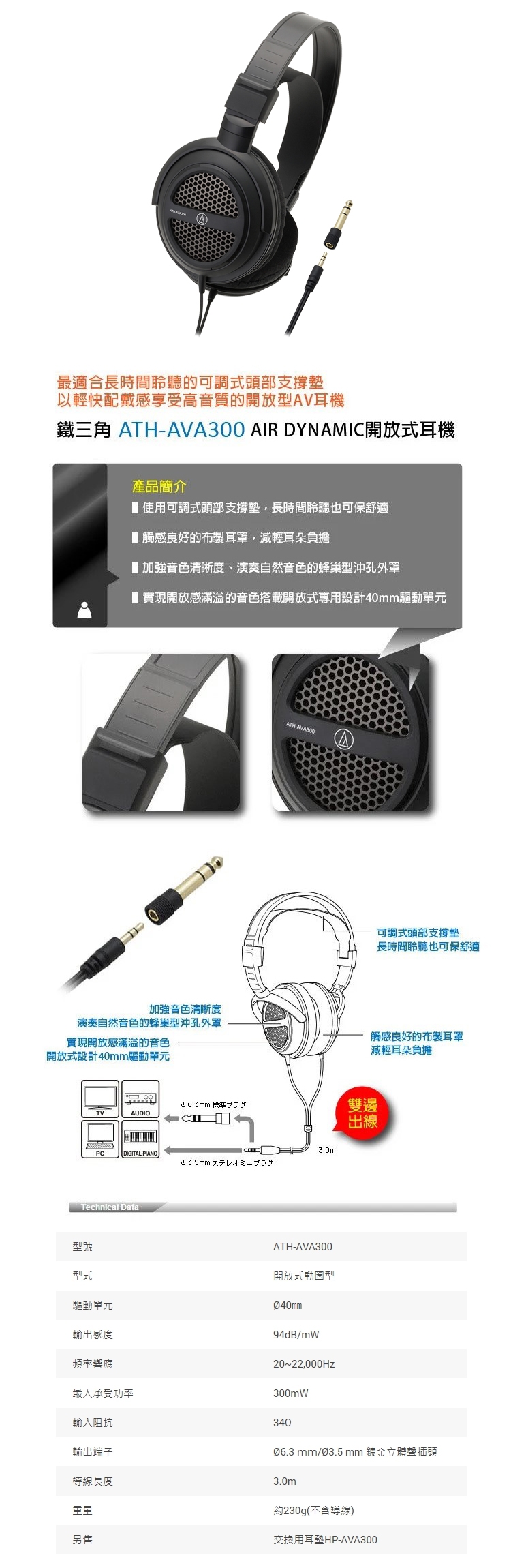 audio-technica鐵三角 ATH-AVA300 - 詳情1