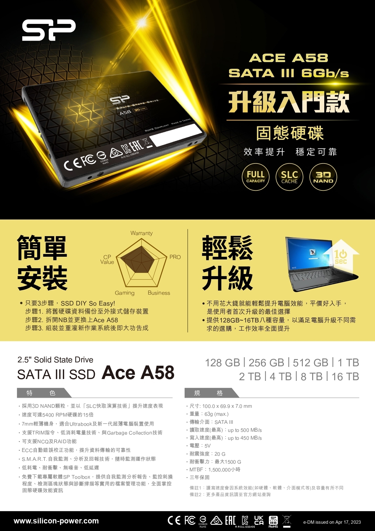 SP 廣穎A58 SSD 2.5吋SATA 3 512G 內接固態硬碟| 其他品牌| Yahoo購物中心