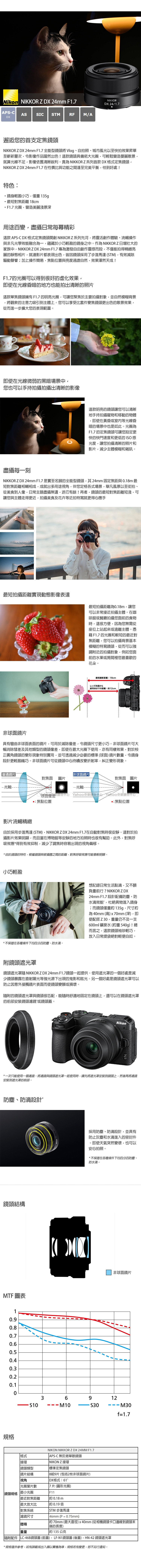Nikon尼康 Z DX 24mm F/1.7 - 詳情3
