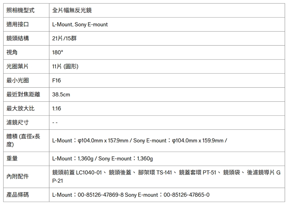 SIGMA適馬 15mm F/1.4 DG DN DIAGONAL FISHEYE - 詳情2