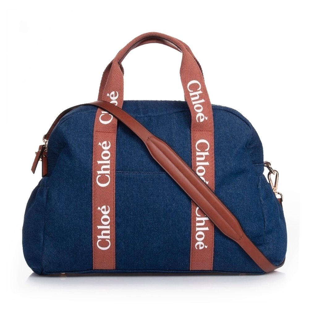 Chloe' 蔻依】CHC24AB20376Z10經典CHANGING BAG棉帆布牛皮飾邊手提斜肩