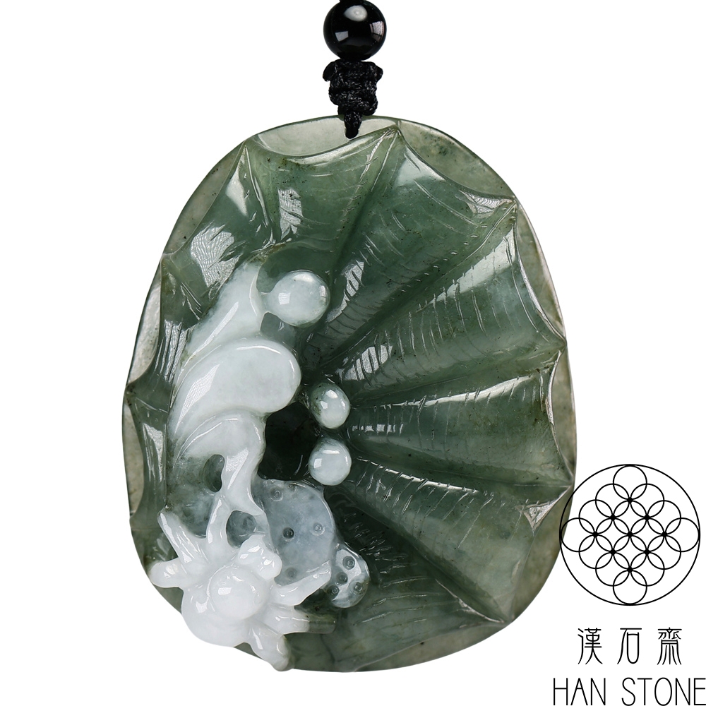 漢石齋】天然翡翠A貨蜘蛛銜財玉珮吊墜飄花種(44*54*14mm) | 漢石齋