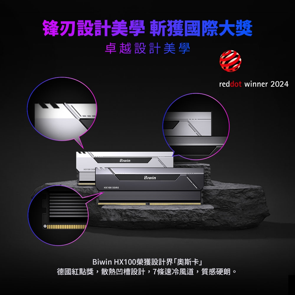 Biwin 佰維Black Opal HX100 DDR5 6000 48GB(24G*2) 黑超頻桌上型記憶