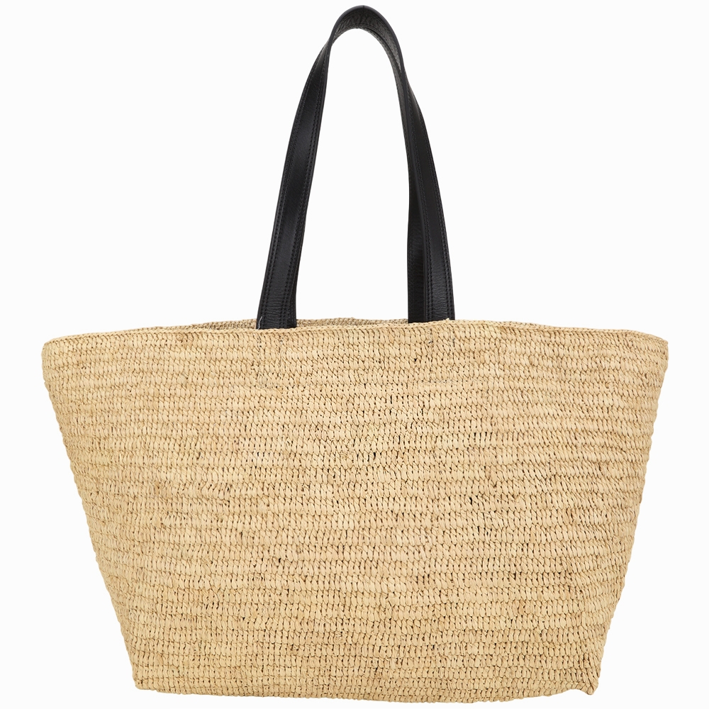 AMI PARIS 小牛皮手提/肩背拉菲草編包(自然色x黑) | 歐系精品包/配件| Yahoo購物中心