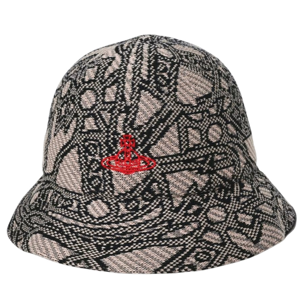 Vivienne Westwood 日本製品牌行星LOGO圖騰刺繡棉混造水桶帽(灰色系