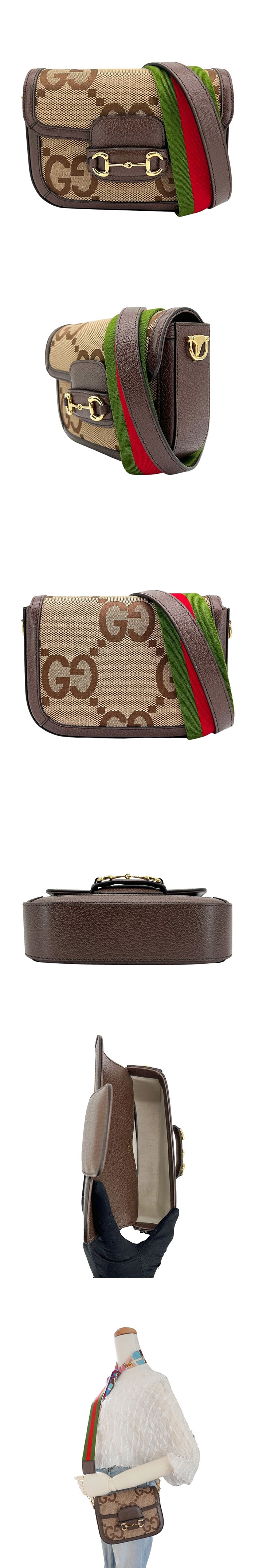 Gucci 1955馬銜扣Jumbo GG 迷你斜背包(658574-烏木) | GUCCI
