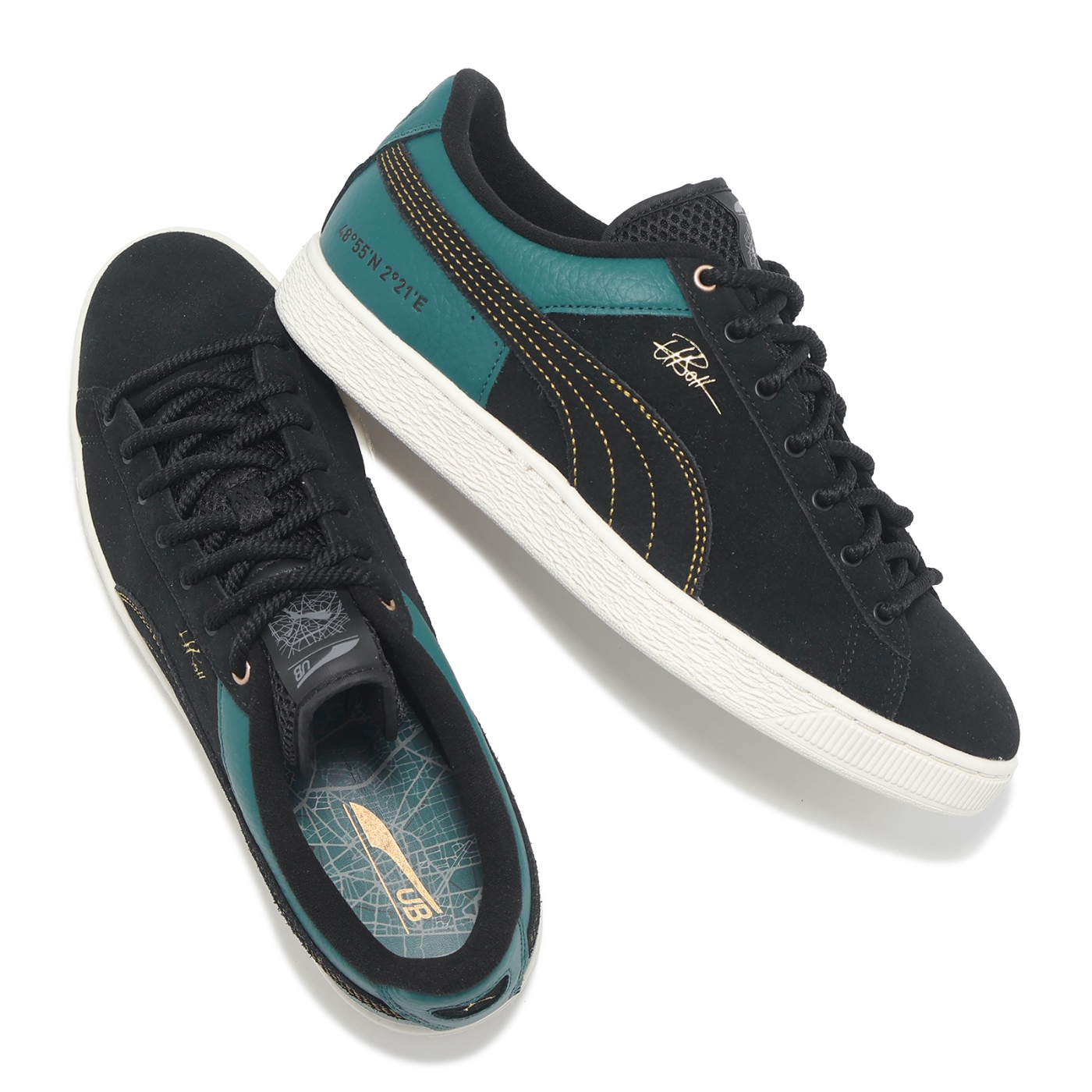 Puma x Usain Bolt 休閒鞋Suede 男鞋黑綠聯名波特麂皮撞色板鞋39947701 