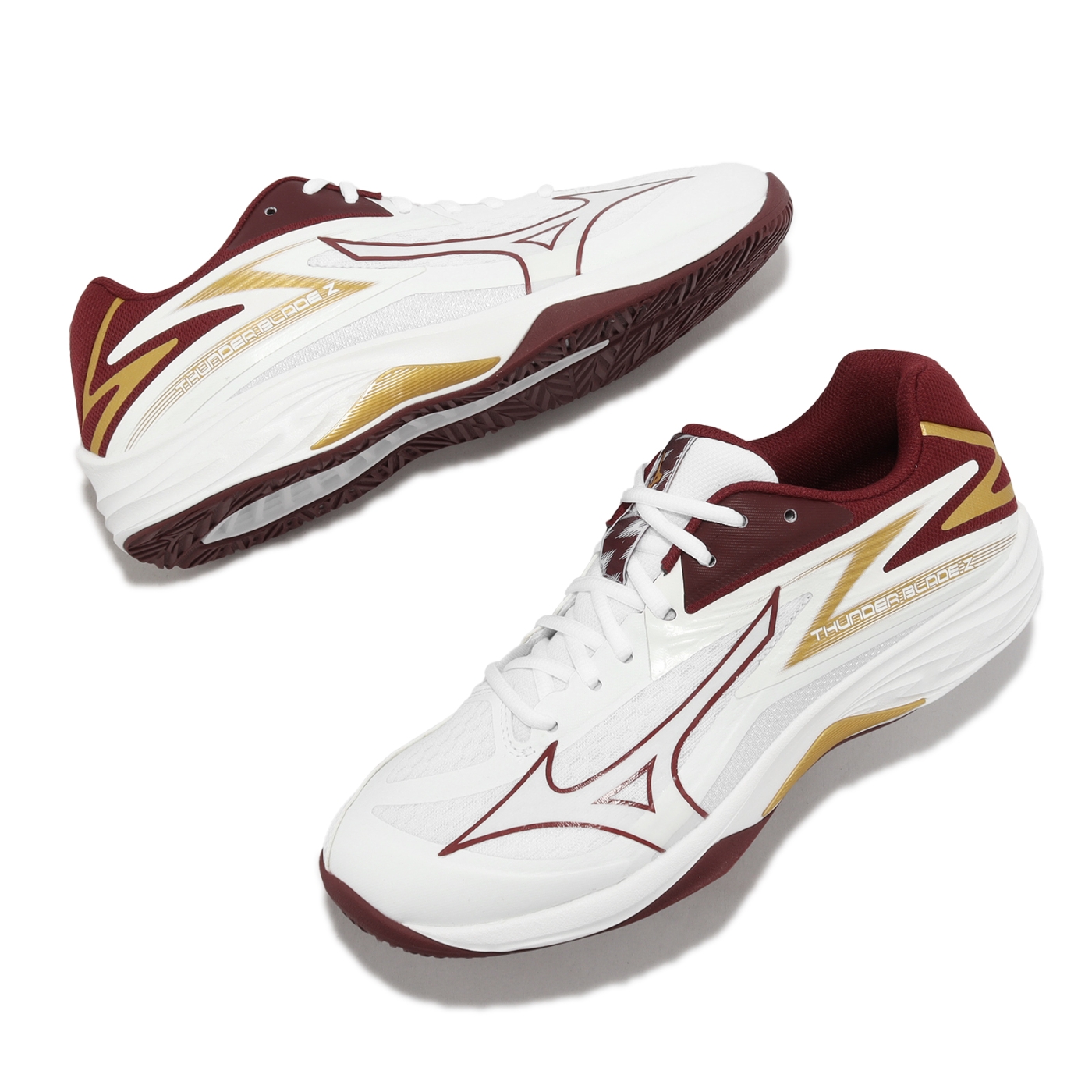 とう Mizuno 排球鞋Thunder Blade Z 男鞋白紅室內運動桌球羽球美津濃