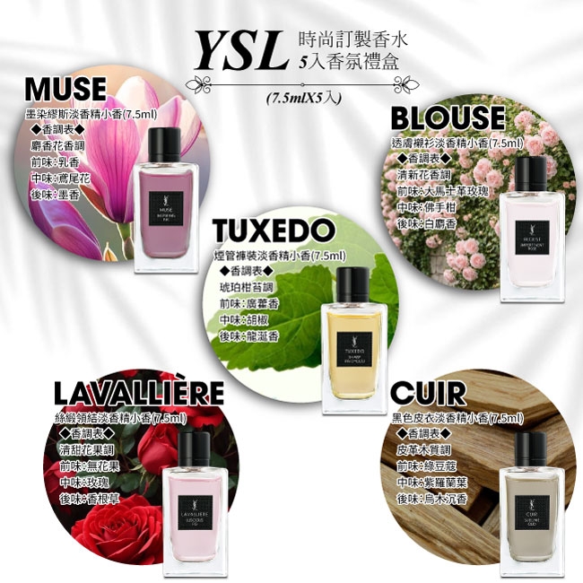 YSL 時尚訂製香水5入香氛禮盒7.5mlX5入| 其他品牌| Yahoo購物中心