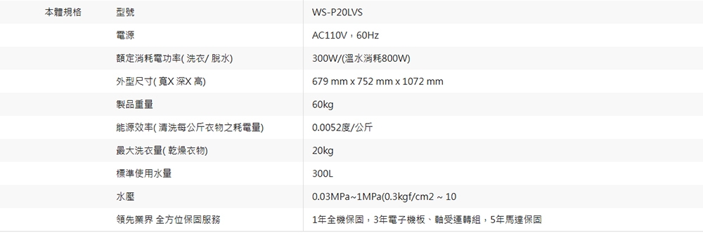 CHIMEI奇美 WS-P20LVS - 詳情6