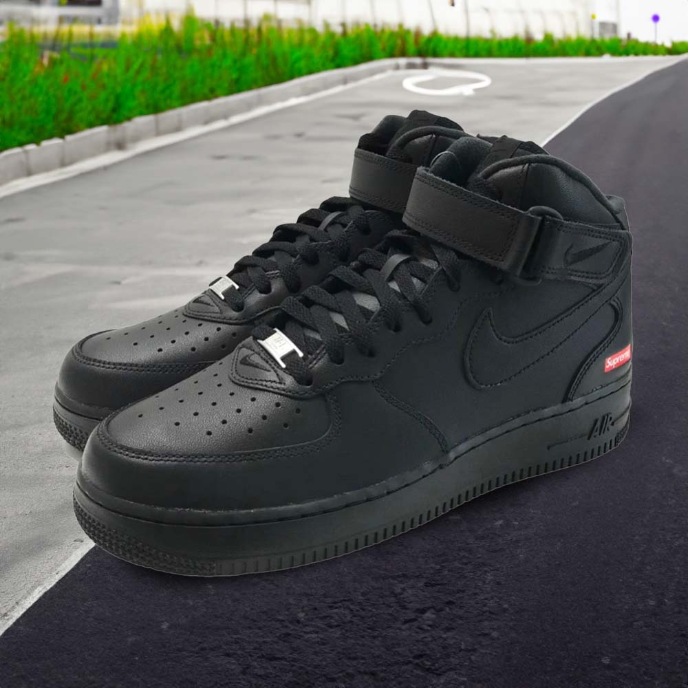 Supreme x Nike Air Force 1 Mid Black 黑色AF1 中筒潮牌聯名聯名款