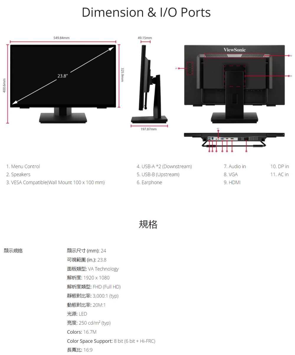 ViewSonic優派 TD2465 - 詳情10