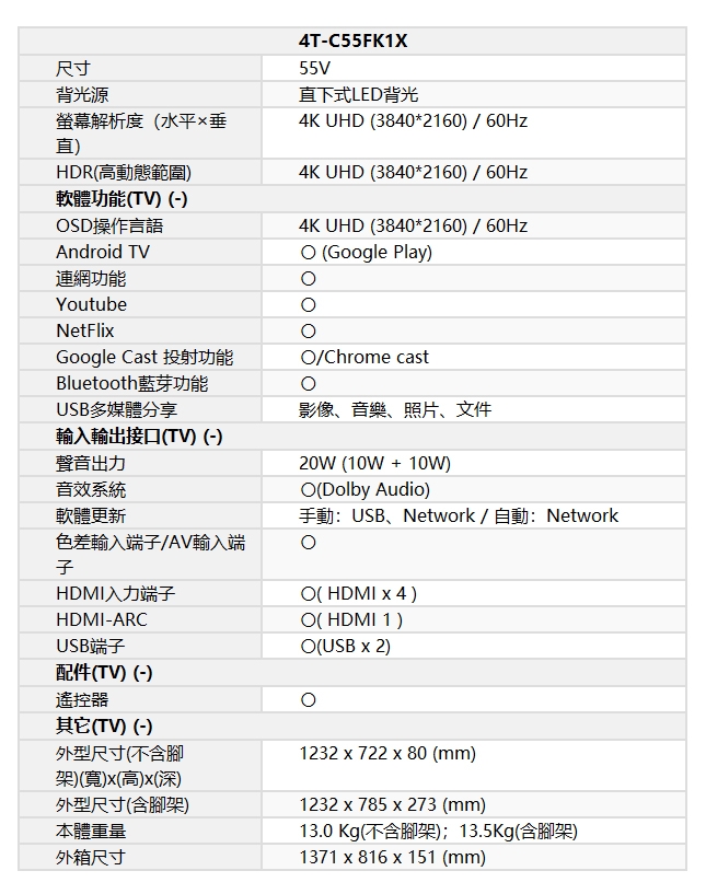 SHARP夏普 4T-C55FK1X - 詳情9