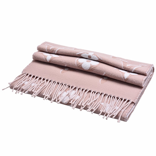 LV M78237經典Essential Shine Monogram金絲圖案羊毛流蘇圍巾