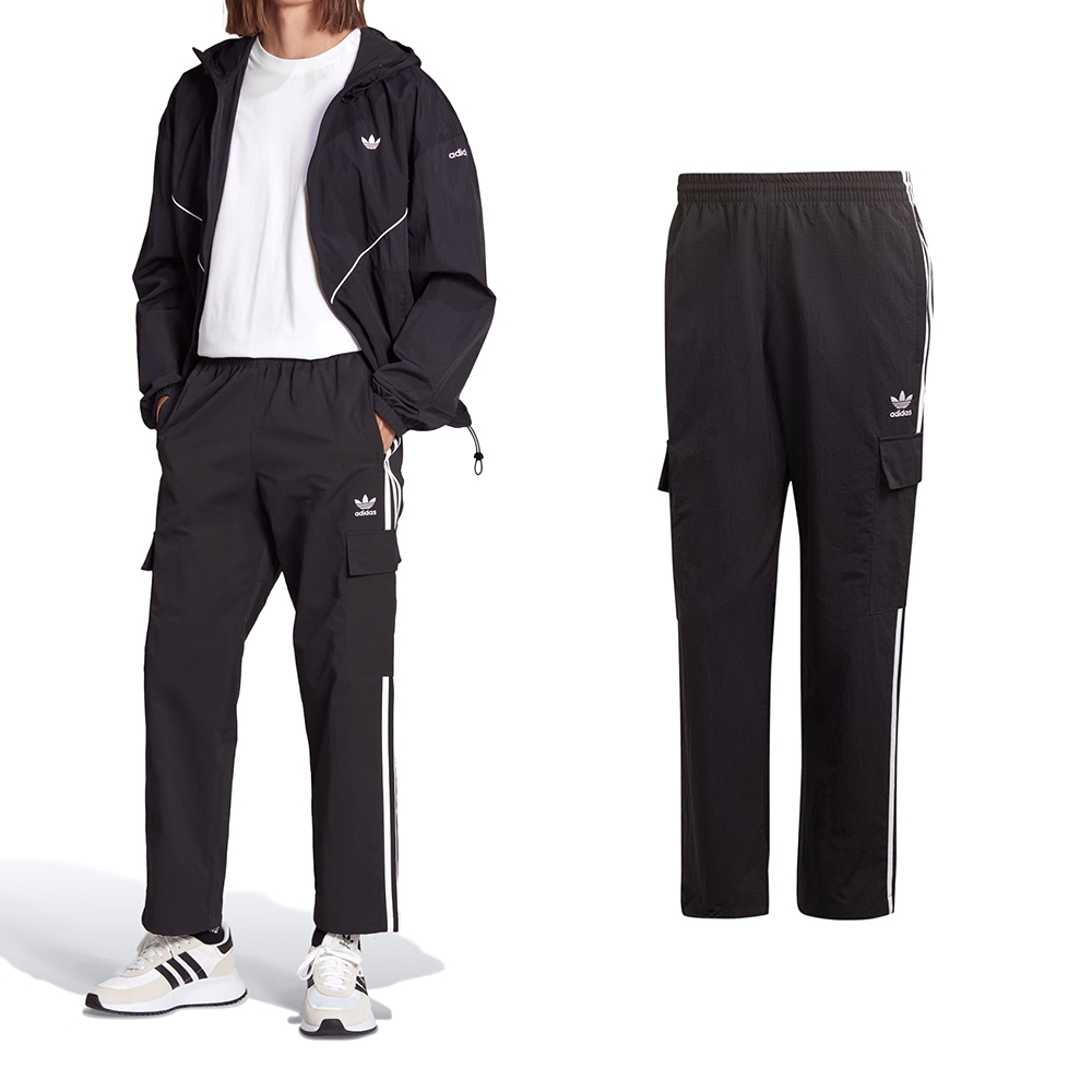 Adidas 3S Cargo Pant 男款黑色運動休閒工裝褲三葉草愛迪達口袋長褲