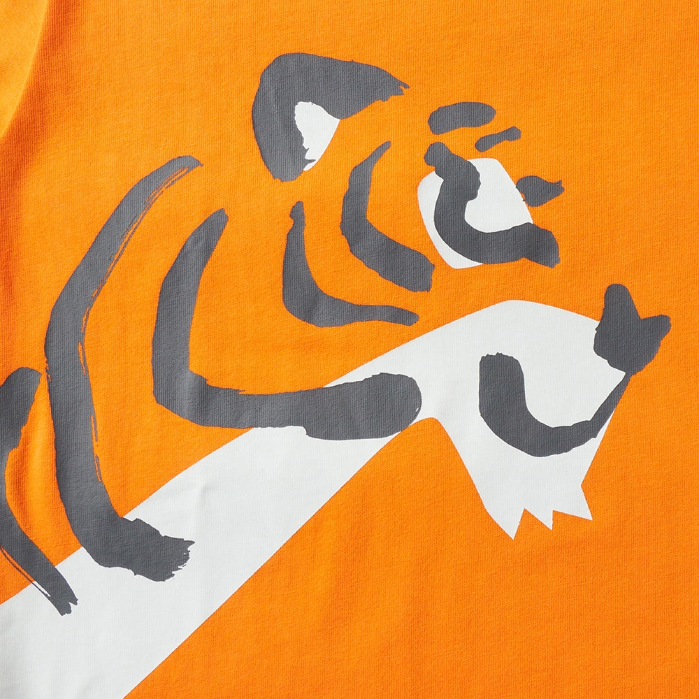 Onitsuka Tiger】鬼塚虎官方旗艦店兒童橘色老虎圖案短袖上衣