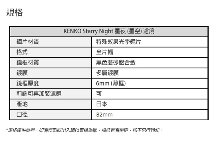 Kenko肯高 82mm STARRY NIGHT - 詳情2