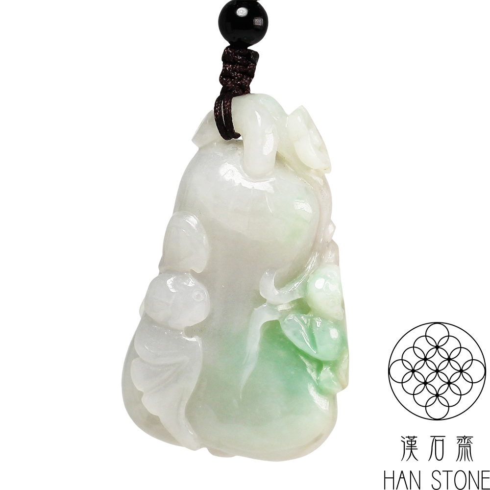 天然石　本翡翠　翡翠　A貨　花件　縁起　彫刻　ノリゲ　韓国　玉 漢石齋】天然翡翠A貨福瓜瑞獸玉佩吊墜飄花種(28*46*13mm) | 漢石齋