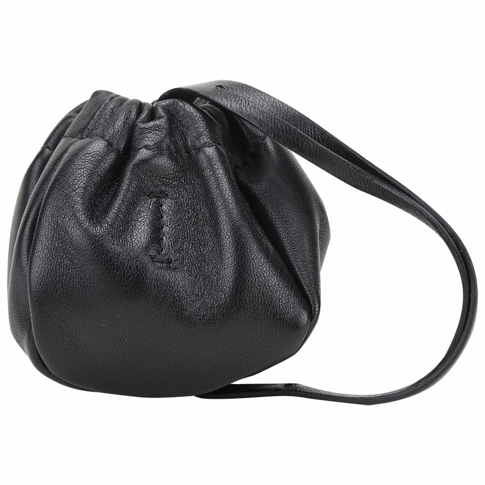 JIL SANDER Ripple 納帕皮革鬆緊束口零錢包(黑色) | 歐系精品包/配件