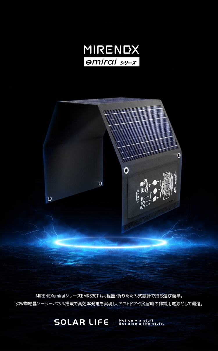 日本emirai MIRENEX 30W 折疊式小型太陽能板EMRS30.太陽能充電板折疊