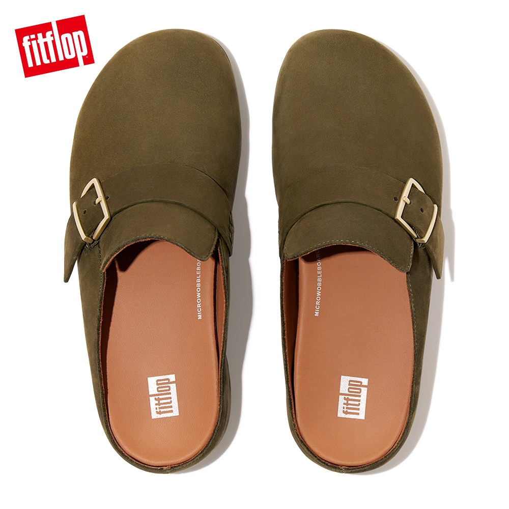 FitFlop】SHUV BUCKLE-STRAP NUBUCK CLOGS 金屬扣環設計木屐鞋-女(苔癬