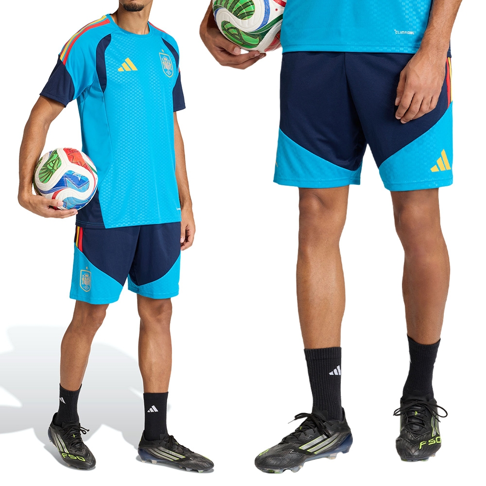 Adidas Rfef Tr Sho 男款黑藍色足球世界盃西班牙吸濕排汗運動短褲